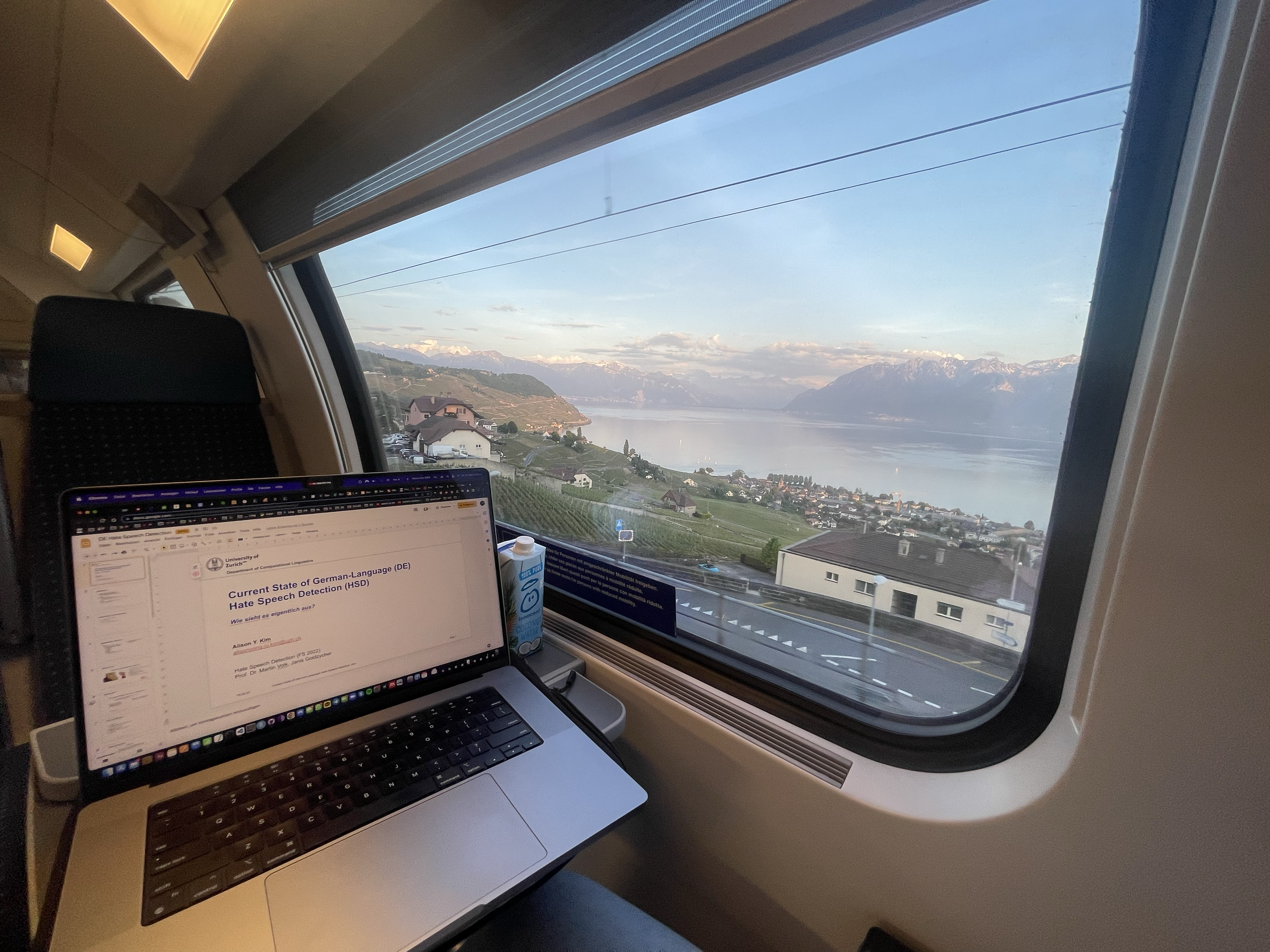 Train office along Geneva-Zurich route by Lac Leman